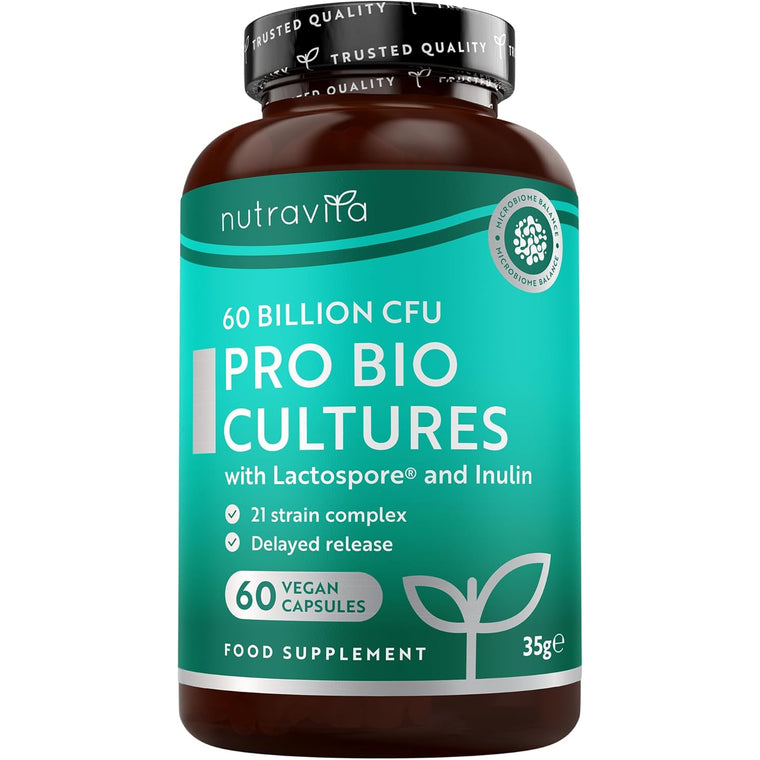 Probiotika 60 Milliarden KBE - 21 Kulturen Komplex mit Lactospore® - 60 Vegane Probiotika Kapseln