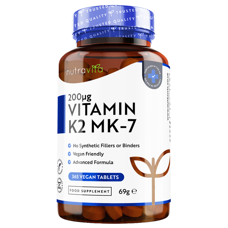 Vitamin K2 MK 7 200 µg – Jahresvorrat – 365 vegane Mikrotabletten (keine Kapseln)