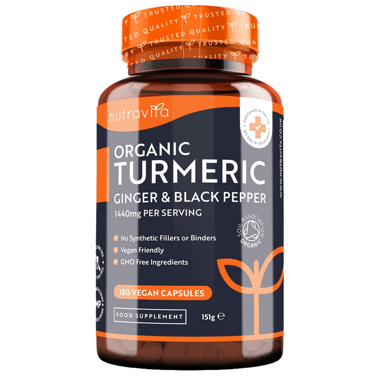 Bio Kurkuma Kapseln 1440 mg, schwarzem Pfeffer & Ingwer - 180 vegane Kurkuma Kapseln