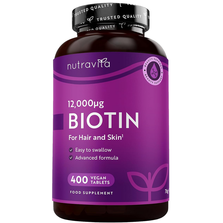 Biotin Hochdosiert 12000mcg, Haar Vitamine - 400 Vegan Tabletten