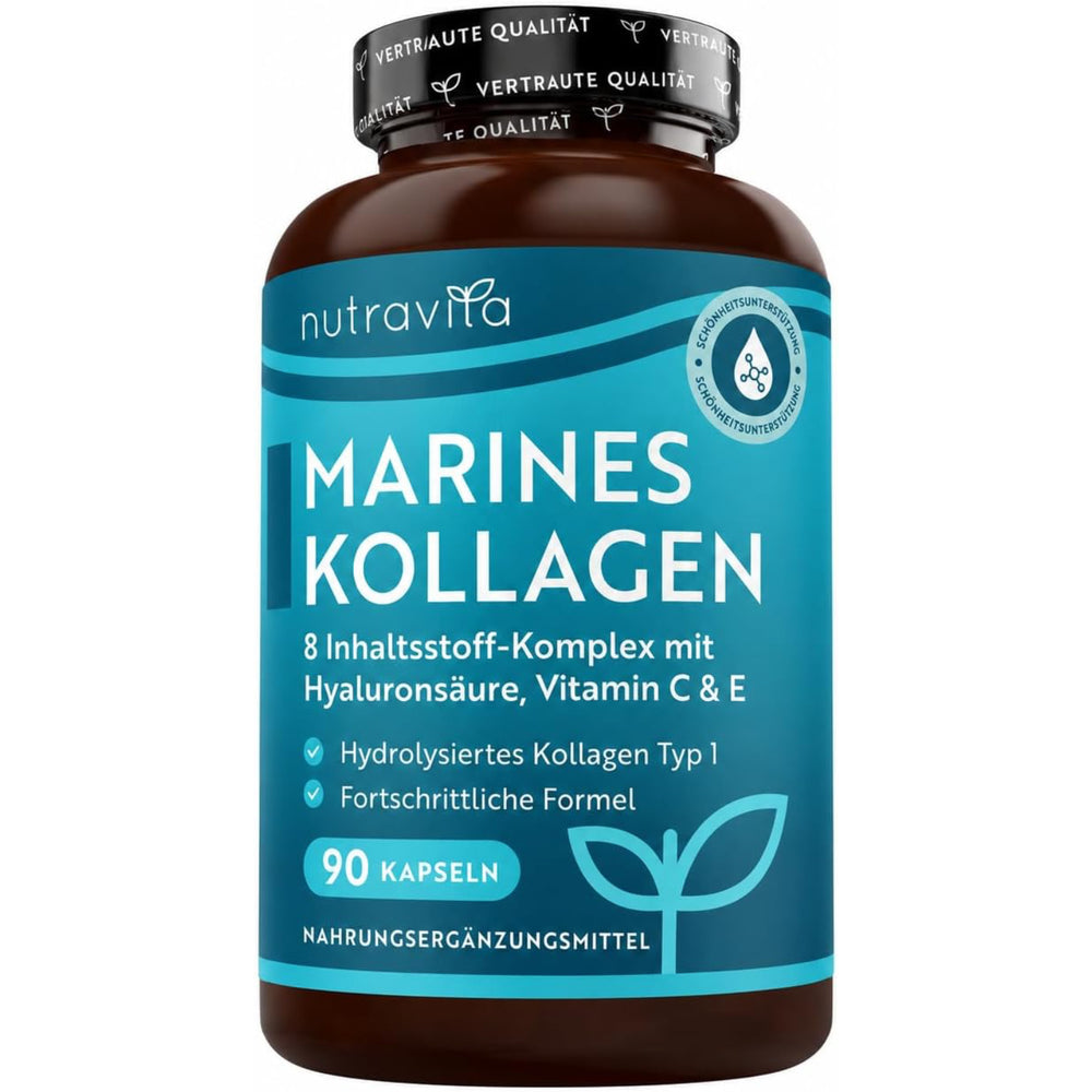 Hydrolysiertes Marines Kollagen 1000mg mit Hyaluronsäure 90 Kapseln