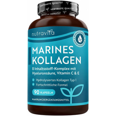 Hydrolysiertes Marines Kollagen 1000mg mit Hyaluronsäure 90 Kapseln