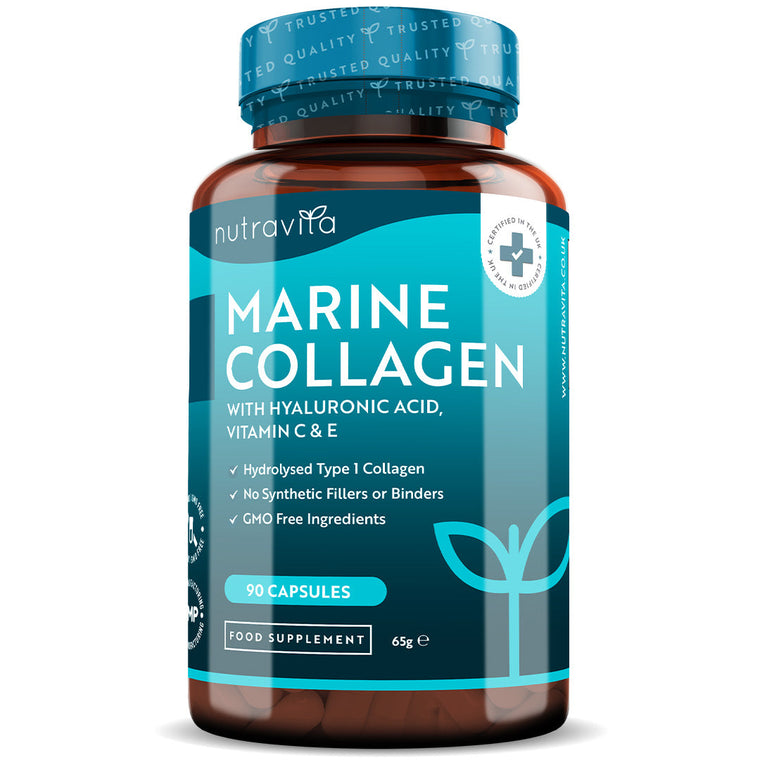 Hydrolysiertes Marines Kollagen 1000mg mit Hyaluronsäure 90 Kapseln