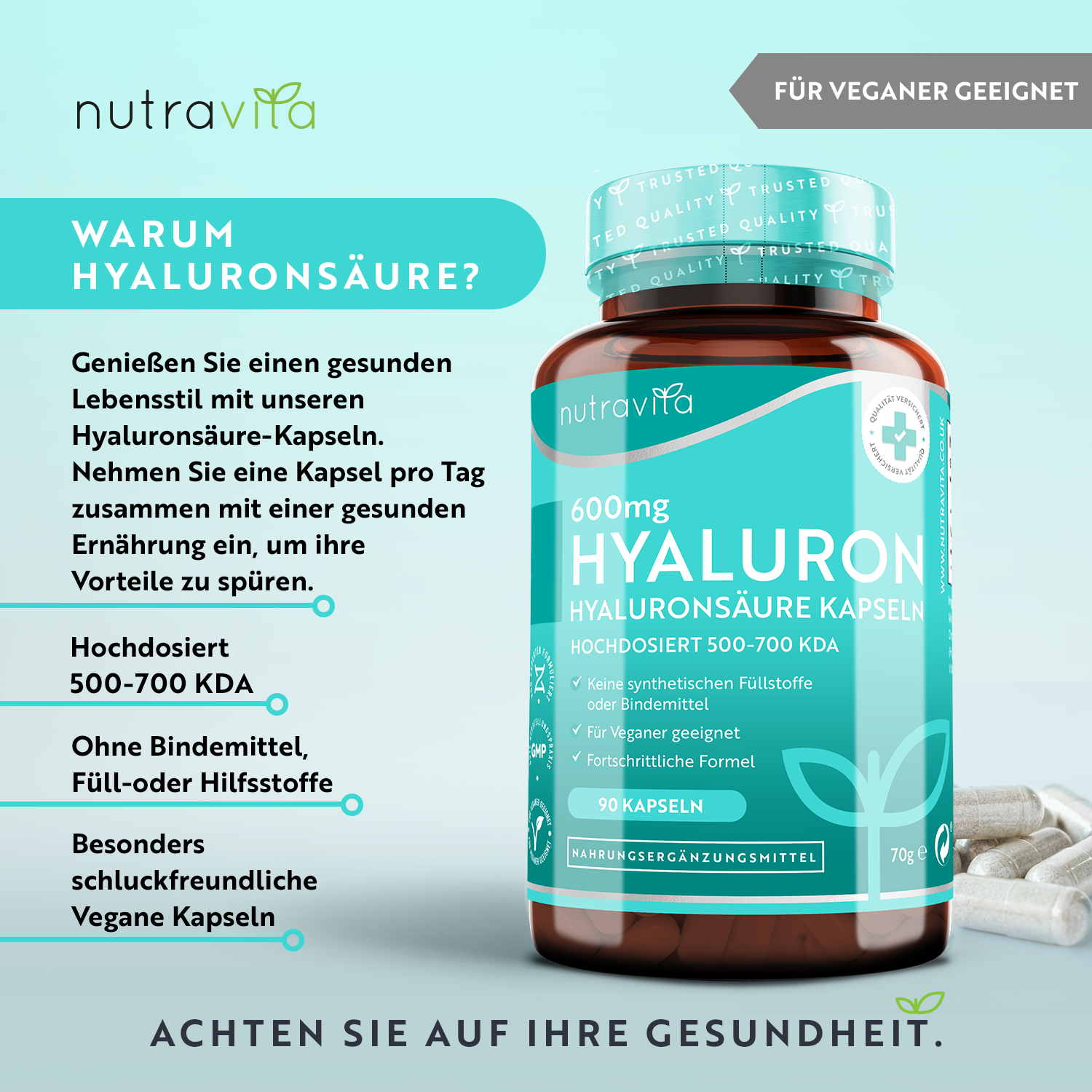 Hyaluronsäure 600mg 90 Kapseln